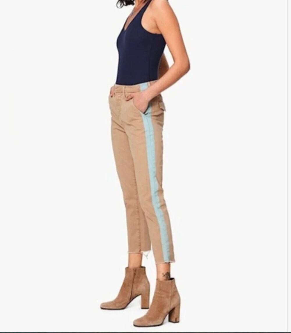 MOTHER The Shaker Prep Fray Jeans Killing Time Khaki Cerulean Women's 30 - Picture 1 of 13